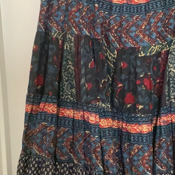 Lauren by Ralph Lauren 5 Tiered A-Line Western Skirt Indigo Print Vintage sz PM - Picture 3 of 5